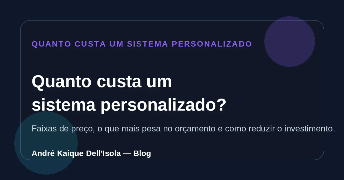 Quanto custa desenvolver um sistema personalizado